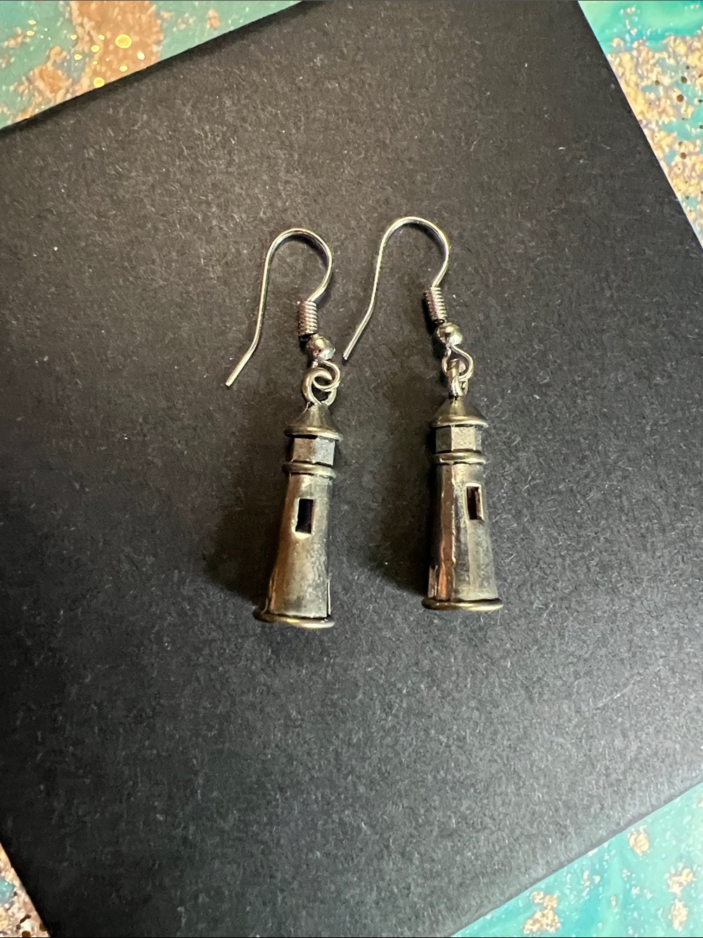 Sterling-Style Silver Lighthouse Drop Earrings - Nautical Charm